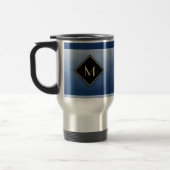 Mug De Voyage Bleu Brossé Élégant Avec Monogramme Or Simple (Gauche)