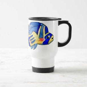Mug De Voyage Bleu Cartoon Papillon Poisson