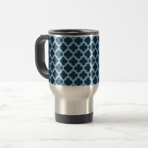 Mug De Voyage Bleu et Bébé Bleu Trellis, treillis, Quatrefoil