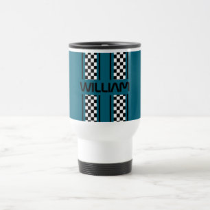 Mug De Voyage Bleu foncé Personnalisé - Frappe de course automat