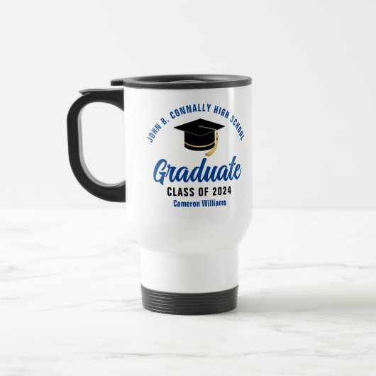 Mug De Voyage Bleu Graduation Custom Graduate Keepsaké (Gauche)