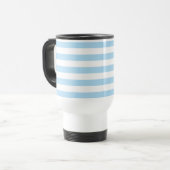 Mug De Voyage Bleu, Motif rayé, Lignes, Votre Nom (Devant gauche)