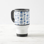 Mug De Voyage Bleu nautique et blanc d'Ancre de thème (Devant gauche)