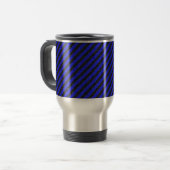 Mug De Voyage Bleu Noir Bleu Bleu Minces rayures diagonales (Devant gauche)