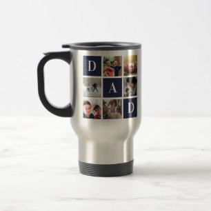 Mug De Voyage Bleu Papa Colorblock Six Photo Collage personnalis