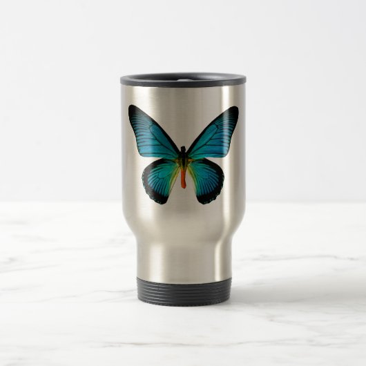 Mug De Voyage Bleu Papillon Voyage Mug (Centre)