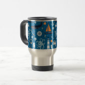 Mug De Voyage Bleu profond Toutes les choses Nautiques (Devant gauche)