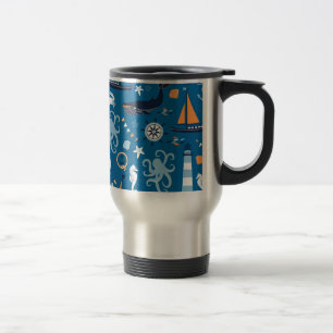 Mug De Voyage Bleu profond Toutes les choses Nautiques