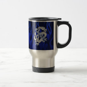 Mug De Voyage Blue Chrome comme Dragon Carbon Fiber Style
