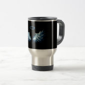 Mug De Voyage Blue Glowing Angel Wings on black background (Devant droit)