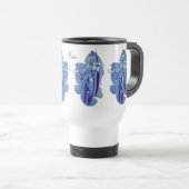Mug De Voyage Blue Irises Floral Art Personnalisé (Devant droit)