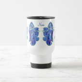 Mug De Voyage Blue Irises Floral Art Personnalisé (Centre)