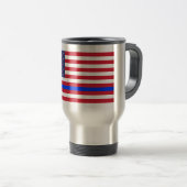 Mug De Voyage "BLUE LINE MINCE sur le DRAPEAU " (Devant droit)