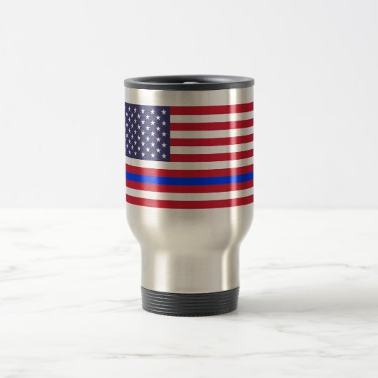 Mug De Voyage "BLUE LINE MINCE sur le DRAPEAU " (Centre)
