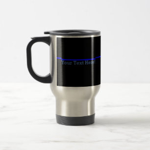 Mug De Voyage Blue Line mince symbolique votre texte sur le noir