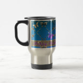 Mug De Voyage Blue Romantic Rose Coeurs et Papillon Texte (Gauche)