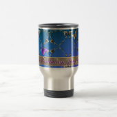 Mug De Voyage Blue Romantic Rose Coeurs et Papillon Texte (Centre)