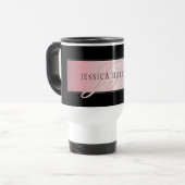 Mug De Voyage Blush Élégant Faux Or Rose | Nom & Initiales (Devant gauche)