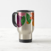 Mug De Voyage Boho Chic Aquarelle Bourgogne Rose Fleurs (Devant gauche)