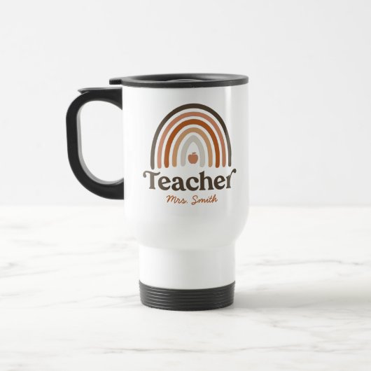 Mug De Voyage Boho Teacher Moderne Rainbow Apple (Gauche)
