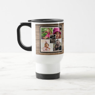 Mug De Voyage Bois rustique Meilleur Bonus Papa Ever 4 Photo Col