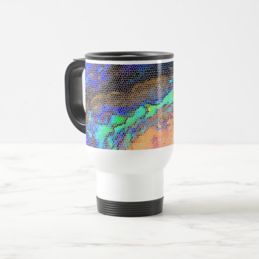 Mug De Voyage Boîtier en verre lisse Mosaïque Abstraite (Devant gauche)