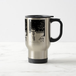 Mug De Voyage bonhomme de neige noir et blanc habillé pour noël