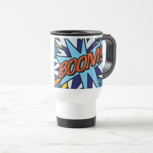 Mug De Voyage BOOM Funny Modern Comédie Pop Art (Devant droit)
