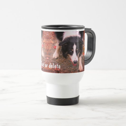 Mug De Voyage Bordure Collie Stare Personnalisé (Devant droit)