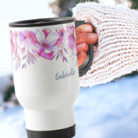 Bordure de fleur rose et nom du script de brosse