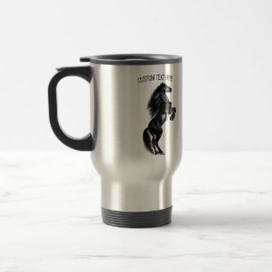 Mug De Voyage Boue de voyage Cheval Noir avec texte personnalisé