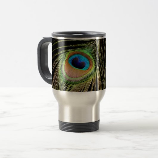 Mug De Voyage Boue de voyage en plume de paon (Devant gauche)