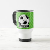 Mug De Voyage Boule De Football; Bandes Vertes (Devant gauche)