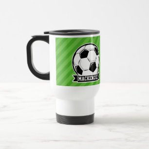 Mug De Voyage Boule De Football; Bandes Vertes