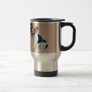 Mug De Voyage Bouledogue français noir et blanc portant les
