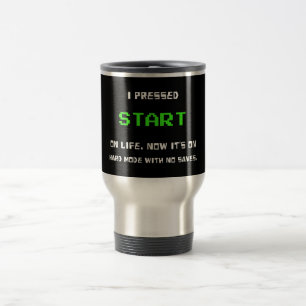 Mug De Voyage Bouton START Rétro 8 Bits Pixel Art Joueur Jeux Vi