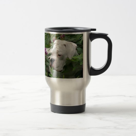 Mug De Voyage Boxeur blanc dans Rhodies rose (Droit)