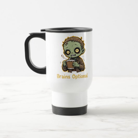 Mug De Voyage Brains Optional Zombie Coffee Funny Cute Undead  (Gauche)