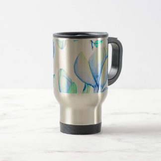 Mug De Voyage Branche de Magnolia Aquarelle Bleu Vert Botanique