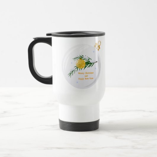 Mug De Voyage Branche de Noël décorée en bauble (Gauche)
