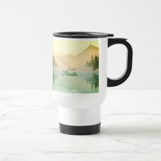 Mug De Voyage Breathe Mountain Forest Gold Green (Droite)