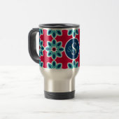 Mug De Voyage Bright Red and Blue Modern Geometric Personalised (Devant gauche)
