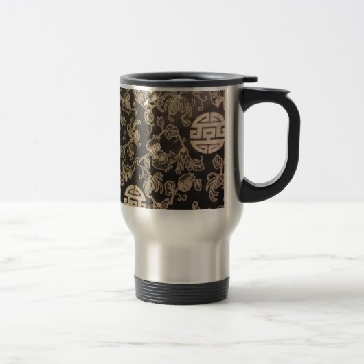 Mug De Voyage Brocade chinoise - argent et noir (Droit)