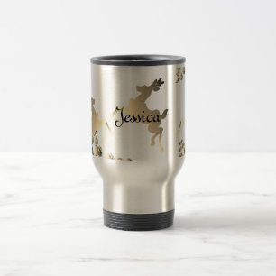 Mug De Voyage Bronzy Reindeer and Snowflakes Nom Travel Musique