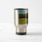 Mug De Voyage Brown & cheval blanc, arbres d'automne, ciel bleu (Centre)