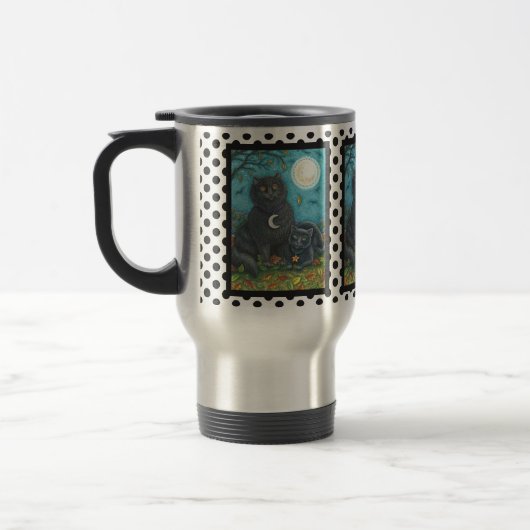 MUG DE VOYAGE BUBO ET PYEWACKET, CHATS NOIRS VOYAGE COMMUTER MUG (Gauche)