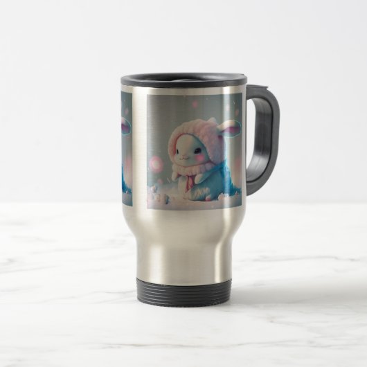 Mug De Voyage Bunny d'hiver/Mug de navette, 15 oz (Devant droit)