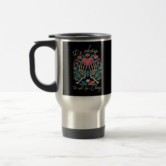 Mug De Voyage Ça Ne Va Pas - Squelette Mains Avec Coeur (Gauche)
