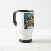 Mug De Voyage Cabane enneigée de Noël/hiver rustique (Devant gauche)