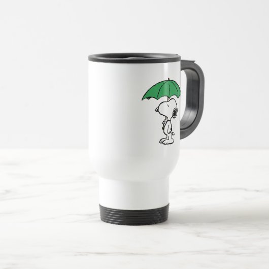 Mug De Voyage cacahuètes | Parapluie vert Snoopy (Devant droit)